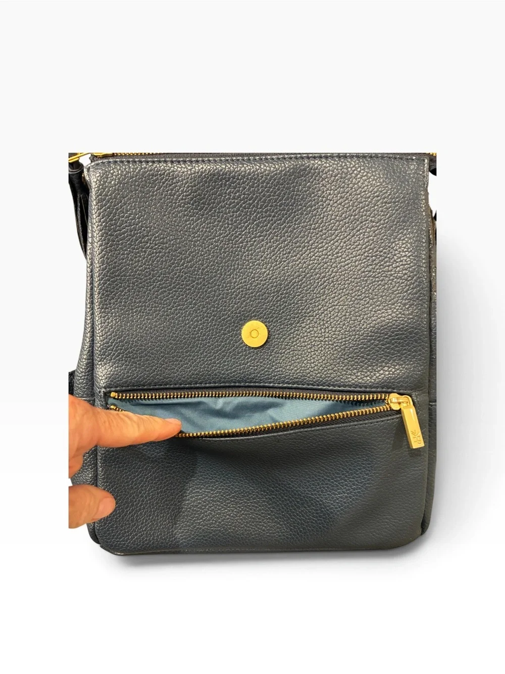 Freshly Picked Navy Faux Leather Diaper Backpack with Gold Hardware Smaller Size